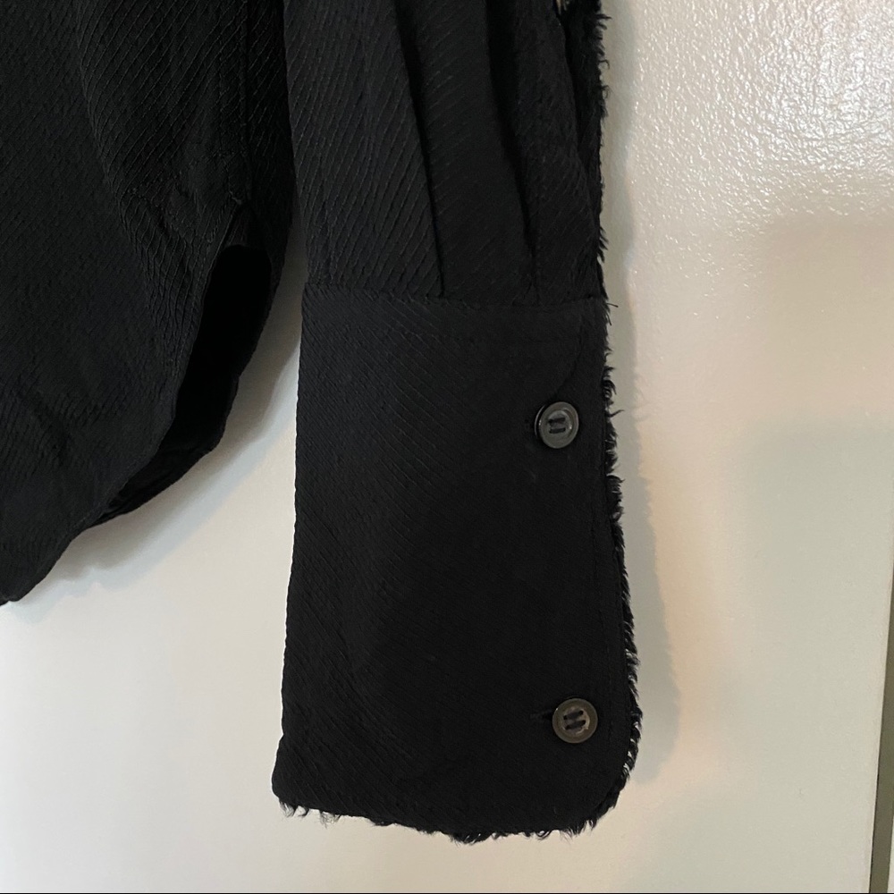 Helmut Lang Black Button Down Open Back Blouse Xs - image 2